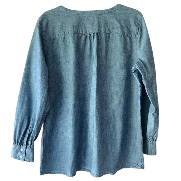 LANDS’ END | NWOT LONG SLEEVE COTTON CHAMBRAY PINTUCK TUNIC | LARGE PETITE - Picture 7 of 10